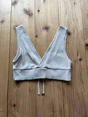 レディース　GU レースアップビスチェ　ベージュ　M