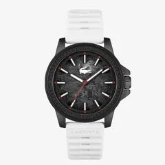 LACOSTE ラコステ メンズ腕時計 HIGHKEY  2011359 クオーツ ブラックダイヤル シリコンラバー  ホワイト×ブラック ラッピング無料 手書きのメッセージ WEB保証書登録で保証期間が1年延長 クリスマスプレゼント