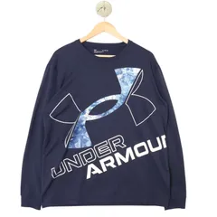 UNDER ARMOUR アンダーアーマー ビッグ ロゴプリント★ 長袖 カットソー ロンTシャツ Sz.XL メンズ ネイビー 大きいサイズ