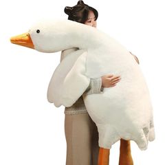 抱き枕 白いガチョウ クッション 腹ばい枕 特大 全長約90cm 動物 ぬいぐるみ 大きいサイズ ロングクッション 子供( 90cm)