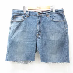 W36/古着 ショート パンツ ショーツ メンズ ヒゲ ELEMENT コットン 紺 ネイビー デニム 25jun23 中古 ボトムス 短パン ショーパン ハーフ