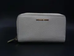 ■美品■ MICHAEL KORS マイケルコース レザー ラウンドファスナー 長財布 ウォレット 札入れ 小銭入れ ホワイト系 DJ6519