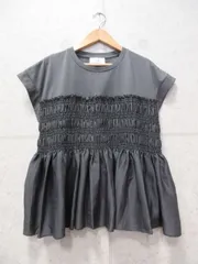 BEAMS HEART ビームスハート カットソー フレンチスリーブ ギャザー 無地 グレー