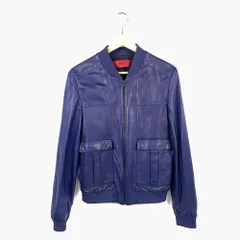 希少2XL 極上ラムレザー⭐️ヒューゴボス レザージャケット 裏地ブルー 濃紺 希少2XL 極上ラムレザー⭐️ヒューゴボス レザージャケット 裏地