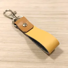 ミニ キーホルダー イエロー バイカラー チャーム 革 ハンドメイド レザーのサムネイル