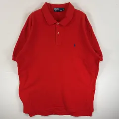 古着 90's/90年代 ポロバイラルフローレン Polo by Ralph Lauren 鹿の子 半袖 ポロシャツ ワンポイント ロゴ 刺繍 大きいサイズ 2ボタン XL  オレンジ 無地 メンズ