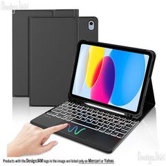 [DJ00] iPad 第10世代用キーボード付きケース 7色バックライト Bluetooth対応 ブラック (未開封)