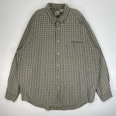 古着 90's/90年代 リーバイス Levi's 長袖シャツ ワンポイント　ロゴ 胸ポケット ボタンダウン L  グレー系 チェック メンズ