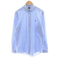 ポロ ラルフローレン POLO RALPH LAUREN ボタンダウンシャツ 長袖 ギンガムチェック ロゴ刺繍 M 15 1/2 青 ブルー /AN22