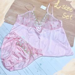 ピンク花柄 キャミL,ショーツL ２点セット  R6768