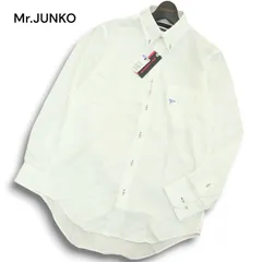 【新品 未使用】 Mr.JUNKO ミスタージュンコ 長袖 BD シャドーストライプ ドレス シャツ ワイシャツ Sz.M メンズ 白