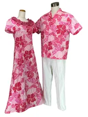 セット価格 ムームー ドレス アロハシャツ セット 結婚式 海外挙式参列用 ハワイ 激安 ネット限定販売 ハワイ直輸入生地 日本国内自社工場縫製 AS-1000 SH-1000F