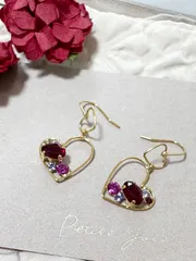 日本製ビジュー　ハート　ピアス　ニッケルフリー　つけっぱなし