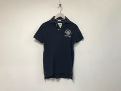 本物アバクロンビーアンドフィッチAbercrombie&Fitchアバクロコットン刺繍タイト半袖ポロシャツメンズサーフアメカジミリタリーストリートスケーターワークビジネススーツモードゴルフドレスバイカー紺ネイビーXL