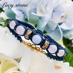 天然石 パワーストーン ブレスレット アンクレット マクラメ エンジェライト ラベンダーアメジスト ローズクォーツ 自己肯定感 精神安定 健康運