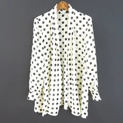 #a レリアン Leilian カーディガン 7 オフホワイト 黒 ドット 水玉 ビックシルエット 7号 日本製 レディース 926142 k01