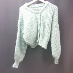 ◇ Heather ヘザー フロントボタン ケーブルニット ショート丈 長袖 カーディガン サイズF グリーン レディース E  【1308290067819】