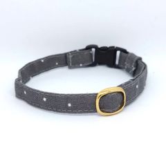 猫　首輪　グレー　水玉　シンプル