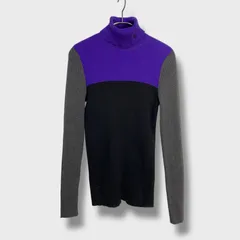☆RalphLauren☆タートルネックリブニットカットソー☆パネル切り替えデザイン☆M☆コットン☆D25M