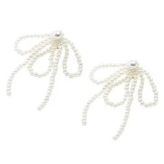 【ホワイト×イヤリング】[Cream dot. クリームドット公式] イヤリング レディース  金属アレルギー ニッケルフリー リボン パール パールリボン リボンモチーフ ボリューム 大ぶり 大きめ 揺れる 大人 