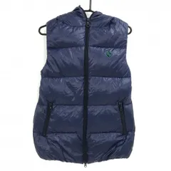 【超美品】パーリーゲイツ フード付ダウンベスト ネイビー ダウン88％ レディース 2(L) ゴルフウェア PEARLY GATES