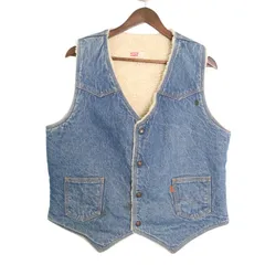 80年代 USA製 Levi's リーバイス デニムボアベスト オレンジタブ ブルー (メンズ L) 中古 古着 A3617