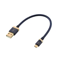 【数量限定】A-microBケーブル 音楽伝送 USB2.0 AVケーブル 0.15m DH-AMB015 ネイビー エレコムのサムネイル