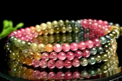 高品質◇マルチカラー トルマリン 3.5mm 3連タイプ ブレスレット  1個売り パワーストーン 天然石 _BG4582-35