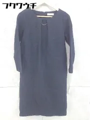 ◇ green label relaxing グリーンレーベル UNITED ARROWS 長袖 膝丈 ワンピース ネイビー レディース 【中古】 【1103030008899】