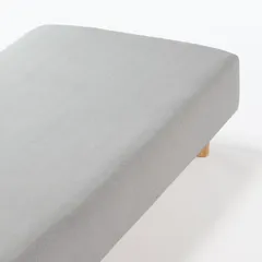 【数量限定】・８０×２００×１８‐２８ｃｍ用・杢グレー 綿天竺ボックスシーツ・ＳＳ 84738272 無印良品