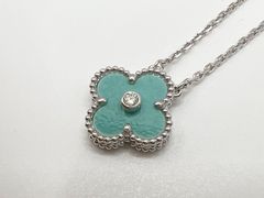 Van Cleef&Arpels VCA ヴァンクリーフ&アーペル ヴィンテージ アルハンブラ ペンダント ネックレス  2022年ホリデー限定 セラドングリーン ダイヤモンド 750 K18 ホワイトゴールド VCARP9RU00 未使用品