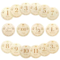 【特価商品】月齢フォトグッズ 木製 マンスリーカード 赤ちゃん 月齢カード 月齢フォトグッズ 男 ベビー マンスリーカッド マンスリーフォト レターバナー グッズ ニューボーンフォト 写真道具 16枚セット 成長記録 新生児 月齢フォト 出産祝い 撮影用 Ｑ・