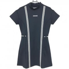 Admiral - 【超美品】アドミラル 半袖ハイネックワンピース 黒×白 縦ライン ウエストゴム英字ロゴ レディース M ゴルフウェア Admiral 超美品】アドミラル 半袖ハイネックワンピース 黒×白 縦ライン