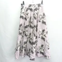 ◇ Apuweiser-riche バックファスナー 裏地あり 総柄 ロング丈 フレア スカート サイズ0 ピンク系 レディース E  【1405140040739】