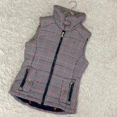 《良品》TOMMY HILFIGER ダウンベスト ネイビー S チェック柄 重ね着
