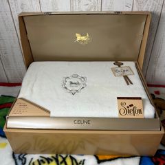 セリーヌ CELINE ボアシーツ　ロゴ刺繍 140cm × 240cm