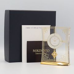MIKIMOTO ミキモト インターナショナル置時計☆淡水真珠&トルコ石&白蝶