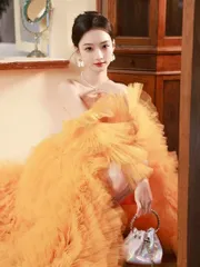 新品未使用 華やかさ抜群 人気のチュールカラードレス　結婚式の前撮り◎　お色直しに◎