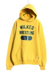 【お得なクーポン配布中!】 80s USA製 ラッセル 3段 カレッジ プリント スウェット フード パーカー メンズ レディース M / ヴィンテージ RUSSELL 裏起毛 プルオーバー