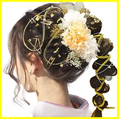 【新着商品】[JZOON 髪飾り] 成人式 ドライフラワー 水引 金箔 銀箔 カスミソウ 組紐 人気 ロープ ヘアアクセサリー 前撮り 振袖 卒業式 結婚式 和装 袴 着物 浴衣 ブライダル 花嫁 ヘッドパーツ ゴールドピン ゴールド葉っぱ