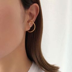 イヤーカフ 片耳用 2連 ミックスカラー イヤカフ ダブルライン イヤリング シンプル 個性的 大ぶり 大きめ ノンホール レディース ジュエリー アクセサリー 韓国アクセサリー 256P シースキー【seasukii】