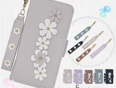 花柄モチーフ　iPhone16 E スマホケース　アイフォーン16e　手帳型　カード入れ　ミニストラップ付き