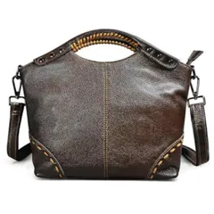 メンズ ファッション オシャレ アイテム 小物  アメリカン レトロ トップ層 牛革 女性 通勤 ハンド バッグ フラワー バッグ ステッチ ショルダー バッグ 女性 