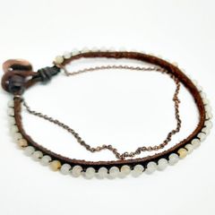 天然石 本革 ブレスレット ホワイトカルサイト パワーストーン 天然石ブレスレット ジェムストーン AUULA jewelry 241246