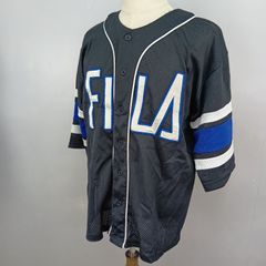 フィラ　ベースボールシャツ　90s 90年代　メッシュシャツ　サイズM  香港製　ゆったり大きめ