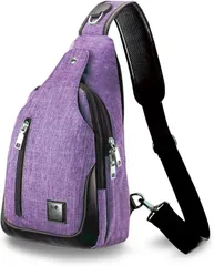 C two Q ショルダーバッグ ボディバッグ 斜めがけ 軽量 防水 大容量 メンズ レディース 6.パープル( 066.パープル（USB無し）)