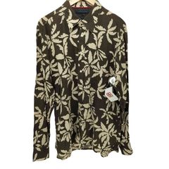 トミーヒルフィガー TOMMY HILFIGER 花柄 ロングスリーブ リネンシャツ メンズ  L