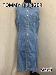 【お得】 Wく76　TOMMY HILFIGER/トミーヒルフィガー　ノースリーブデニムワンピース　size6　ブルー　コットン100%　匿名配送B