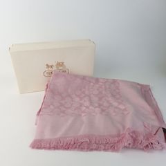 【COACH】コーチ シグネチャー ストール ピンク 箱付き ウール シルク レディース【未使用品】4-2 41135