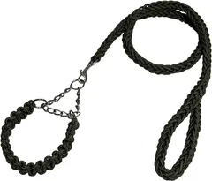 Avidora 犬 リード首輪セット ハーフ チョーク チェーン パラコード ナイロン ロープ ペット(アーミーグリーン,  M（首周り約33～42cm）)